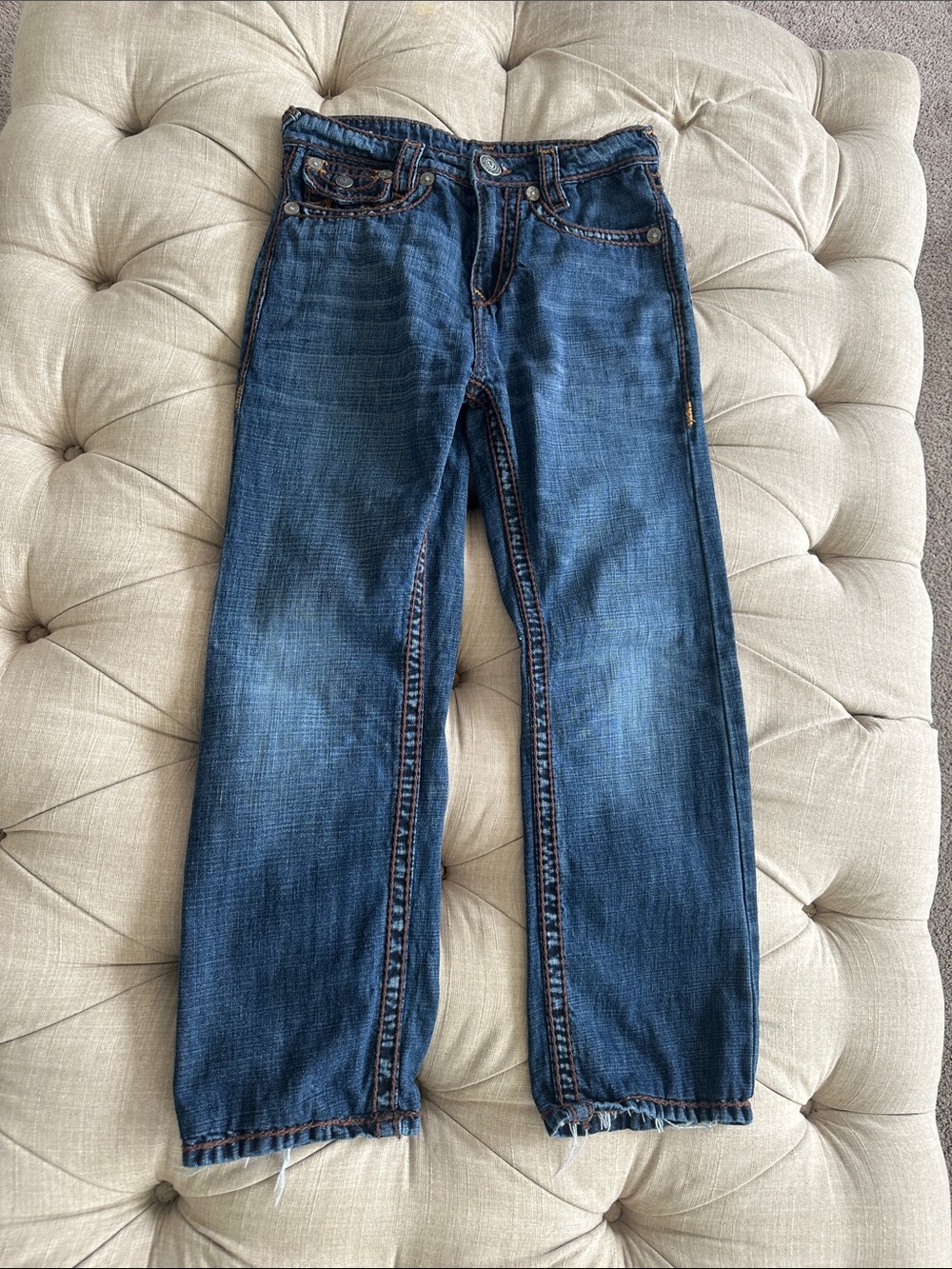 True Religion Men's Straight Jeans in Dark Blue Wash